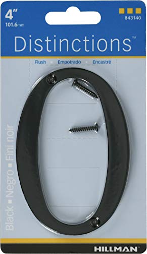 Distinctions 843140 Black Flush-Mount 4-Inch House Number 0 #TOP5