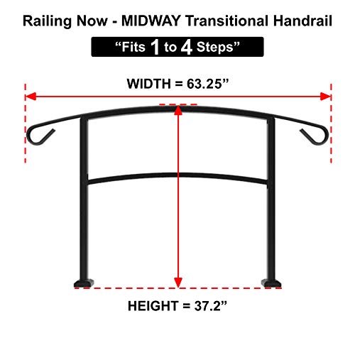 Railing Now - Midway Transitional Handrail (Black) #TOP1
