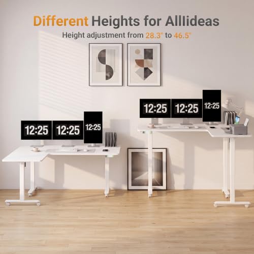 Image of Claiks L Shaped Standing Desk Dual Motor Adjustable Height 63x55in White