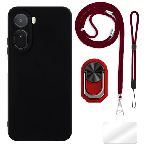 ESACMOT [4 in 1] �P�[�X Xiaomi Poco C85X 5G �Ƃ̌݊�������A�X�g���b�v�A���X�g�o���h�A�����O�t���A�ϏՌ��ی�J�o�[���s�p�Z�b�g (���b�h�Z�b�g)