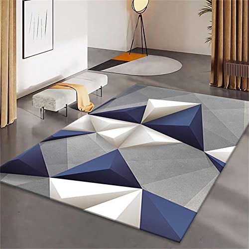 Carpette blanc bleu gris 120X200 tapis de chambre moderne