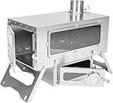 Campingkocher – Leichter tragbarer Titan-Heißzeltofen mit Schornstein zum Heizen und Kochen – Anschluss an abnehmbaren Bodenofen