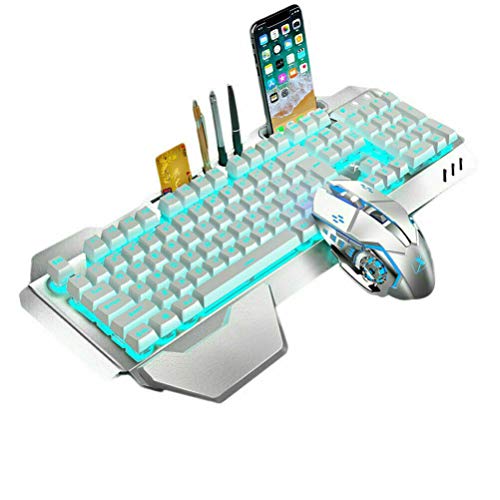 LexonElec Wireless 2.4G Rechargeable Keyboard Mouse Set 3800mAh Large Capacity Mechanical Feel Rainbow Backlit Gamer Keyboard 2400DPI 7 Colors Breathing Mouse 6 Buttons Optical Mice for Laptop Pc Mac