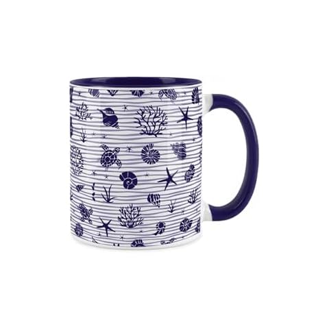 Purely Home Navy Blue Seashells Mug Cover