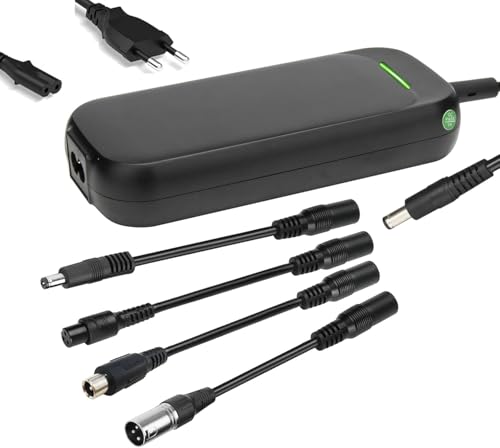 Xietongpo 29.4V 2A Chargeur pour Batterie Lithium, 24V Rapide Chargeur Trottinette et Vélo avec 4 Connecteurs XLR DC5.5 RCA, Chargeur de Remplacement pour...
