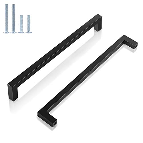 GOBEKOR 25 Pack Solid Square Bar Cabinet Pulls 7-1/2in(192mm) Hole Center Matte Black Drawer Pulls, Modern Handles for Kitchen Cabinets Zinc Alloy Handles