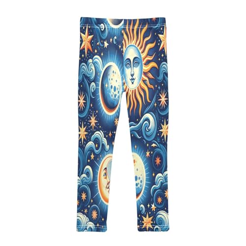 Toddler Girls Leggings Printed Yoga Pants Leggings Graffiti Blue Sun Moon for Kids2