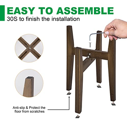 Oergke 2 Pack Adjustable Plant Stand, Bamboo Mid Century Modern Plant Stand, Indoor Plants Stands, Corner Flower Holder For Living Room, Fits 8 To 12 Inches Pots, (Pot & Plant Not Included )(Walnut) #TOP6