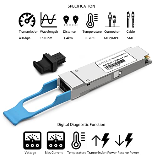 Image of 40GBASE-PIR4 QSFP+ Optical Transceiver Module Compatible with Arista QSFP-40G-PLRL4 40G PLRL4 1310nm 1.4km MTP /MPO SMF DDM