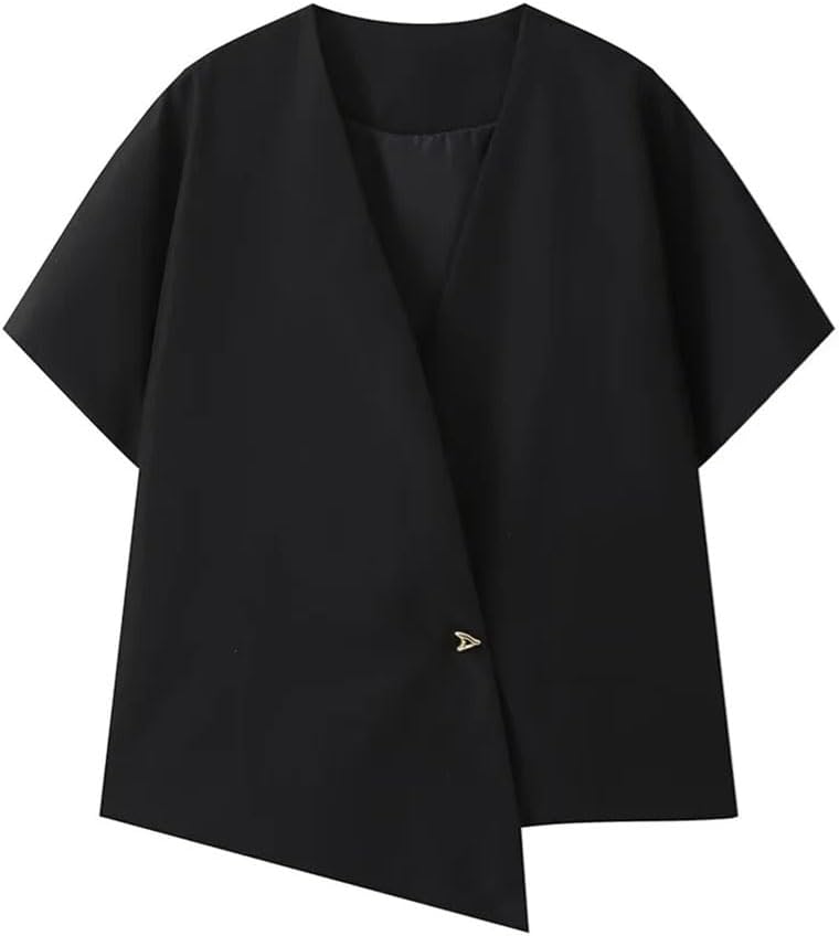 Women's V-Neck Short-Sleeved Asymmetric Shirt