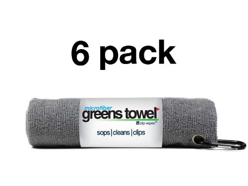 image for Greens Towel 6 Pack Silver | The Convenient Golf Towel | Microfiber 16