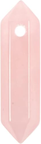 Cuarzo rosa de 1.28 pulgadas (1.260 in) con piedras preciosas naturales hexagonales para hacer joyas, cuentas de curación de reiki de chakras