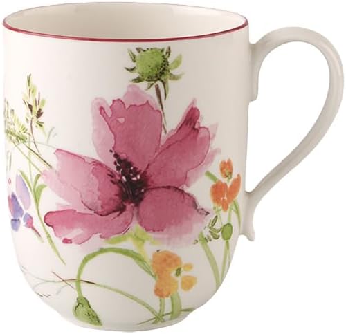 Villeroy & Boch Mariefleur BasicCollection Latte Macchiato Mug, Premium Porcelain, Made in Germany, 12.5 oz Capacity, Creamy White/Floral