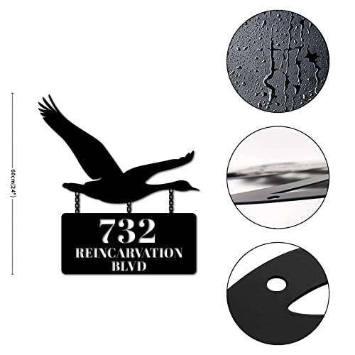 Alioyoit Metal Sign Custom Address Numbers Geese Personalized Metal House Numbers Sign Decorative Iron Metal Wall Cut Out Art Sign For Living Room Bedroom Dining Room Cottage Decoration 24 Inch #TOP1