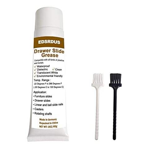 EDSRDUS Drawer Slide Grease Suitable for All Kinds of Furniture Slides with Two Brushes for Easy Use 3OZ(85g) Cover