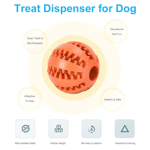 Futterball für Hunde, Hundespielzeug Ball, Hundeball mit Zahnpflege, Snackball Hund, Hunde Interaktive Bälle, Hundebälle aus Gummi, Leckerli Ball, Kauspielzeug Intelligenz, Snackball, Ø 6cm, 2 Stück