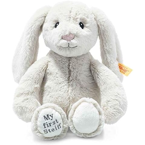 Steiff 242342 242076 Soft Cuddly Friends My First Hoppie Rabbit Plush, White, 1 Count (Pack of 1) Cover