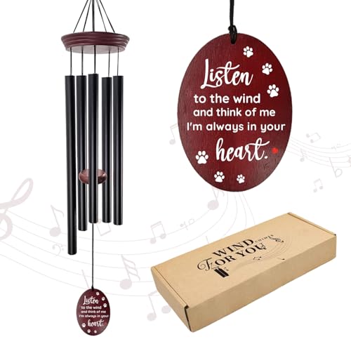 Howarmer Pet Memorial Wind Chimes for Loss of Dog - Sympathy Windchimes with Deep Tone 5 Tuned Tubes, Loss of Pet Sympathy Gift, Dog Passing Remembrance Gifts, Outside Garden Decor