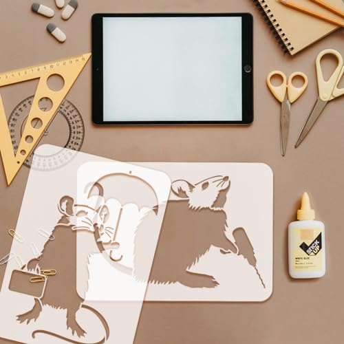 FINGERINSPIRE 6 Stück Banksy Ratten Malschablone 21x29.7 cm Wiederverwendbare Banksy Liebesratten Zeichnungsschablone Maus Muster Banksy Themen Schablone Zum Malen Auf Holz Wand Leinwand Stoff Möbeln