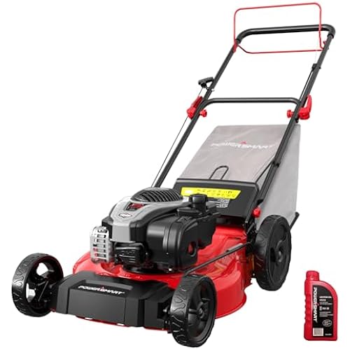 PowerSmart 21" Self-Propelled Lawn Mower with 140cc Briggs & Stratton Engine - Heavy-Duty Steel Deck, 6 Cutting Heights, 3-in-1 Mulching System