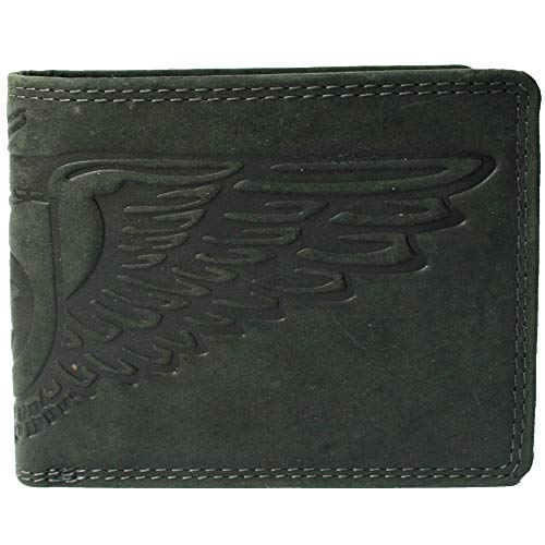 Preisvergleich Produktbild RFID Hütmann Geldbörse Geldbeutel Lastkraftwagen Wings Leder Querformat schwarz