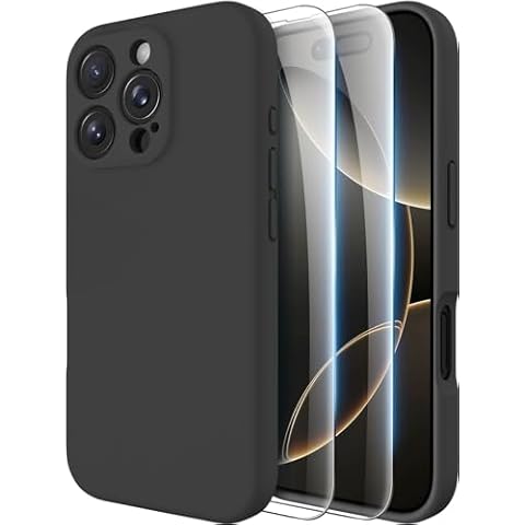 OTOFLY for iPhone 16 Pro Max Case, Compatible with MagSafe, Shockproof Magnetic Silicone Case for iPhone 16 Pro Max,[Military Grade Protection] [2 Pack Screen Protectors], Black Cover