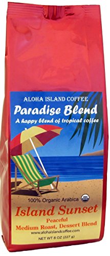 Island Sunset Medium Roast Certified Organic Rain Forest Alliance Fair Trade Coffee, 8 Oz Whole Bean #TOP14