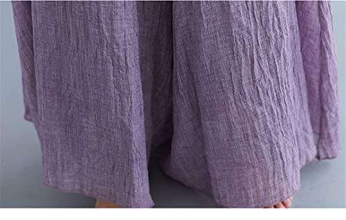 Rfmfkkg Women Wide Leg Pants Cotton Linen Pant Skirts Elastic High Waist Full Length Pant Trousers3