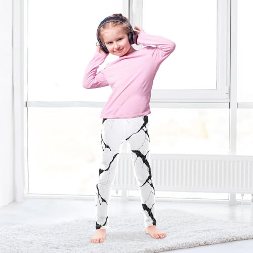 Black White Marble Girls Casual Leggings for Kids Printed Long Pant Bottoms Stretch and Soft4