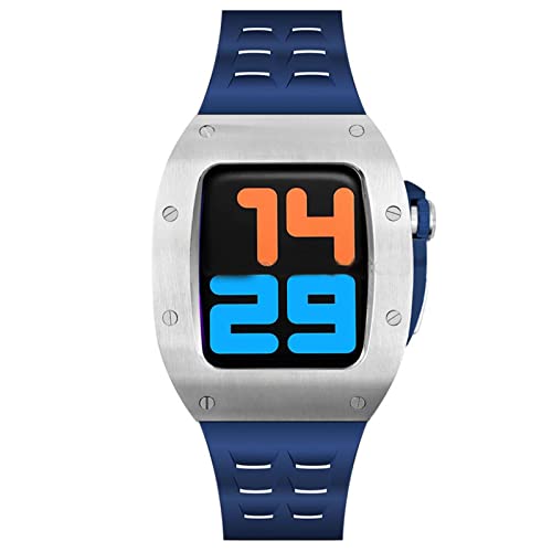 Kit de modification luxe en métal pour Apple Watch 7 boîtier robuste et bracelet noir