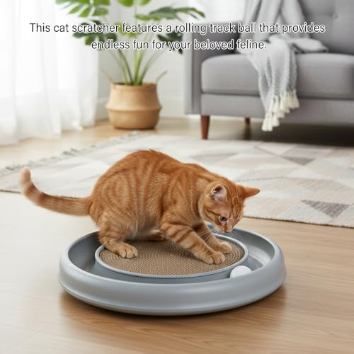 Fini l'ennui : griffoir rond pour chat avec piste à billes interactive