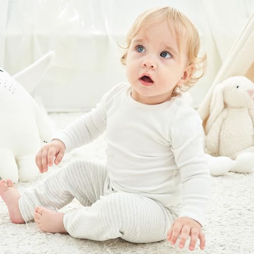Image of Baby Long Sleeve Shirts Infant Toddler Tshirt Ribbed Undershirts for Girls Boys Clothes 6 Months-3 Years