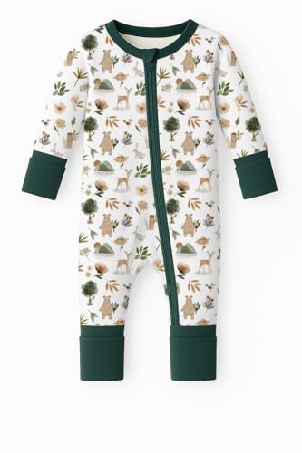 ITSY BITSY BOUTIQUE Viscose Bamboo Baby Pajamas - Zipper Baby Sleeper - Boys and Girls Footie Longsleeve - Grow with Me, Soft Convertible Gripped Footed Sleeper with 2-Way Zipper