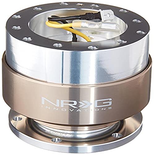 NRG Innovations Gen 1.5 6-Holes Racing Steering Wheel Quick Release Adapter With Mounting Bolts Titanium Chrome Ring NRG-SRK-100TI