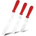 PUCKWAY Offset Spatula set of 3 Red 6 8 & 10 Inch Cake Frosting Angled Icing Spatula for Decorating