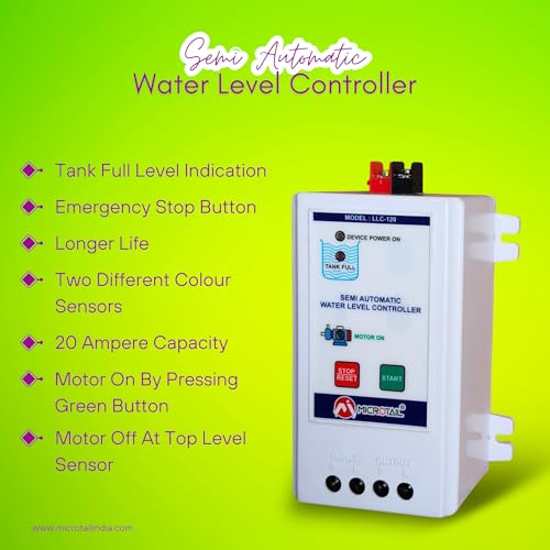 Image of Semi Automatic Water Level Controller, 20A, Wall Mount Plastic Enclosure, 0.5mm Sensor Wire