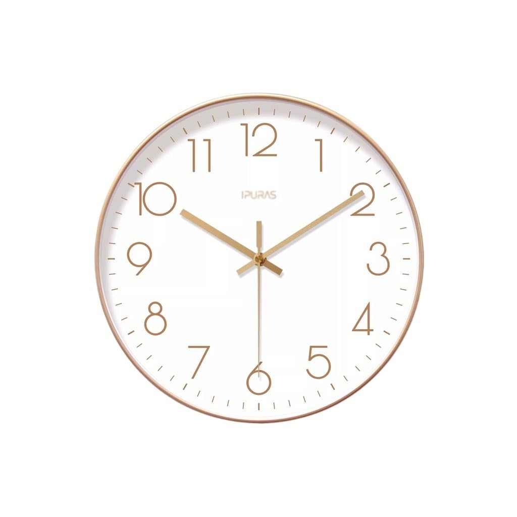 EINES Wall Clock Living Room Clock Bedroom Silent Sweep Second Quartz Clock