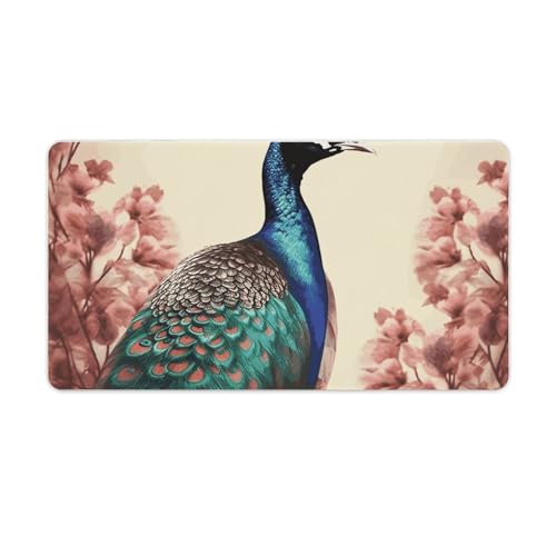 Grand tapis de souris de jeu imprimé paon grand format bureau