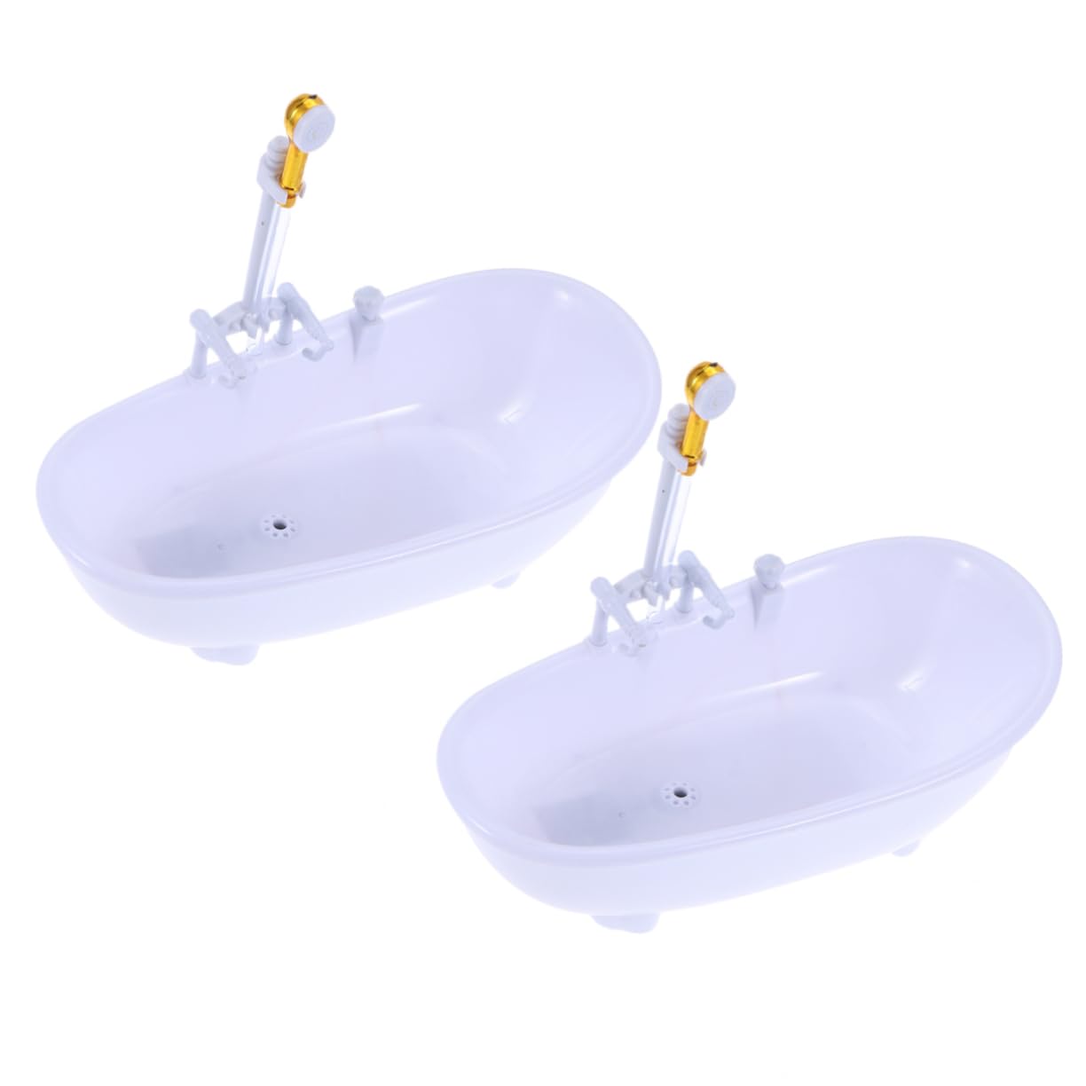 WOONEKY 2pcs Doll Bathing Tub with Sprayer, White Mini Electric Water Spraying Bathtub Pool for Doll Bath Time Toys and Swimming Play, Suitable for Toddler Bath Games