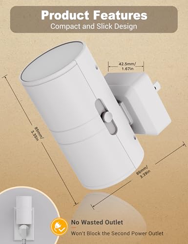 Image of JandCase Night Lights Plug into Wall, Dimmable Night Light Plug in, Modern Night Light Dusk to Dawn Light Sensor, Cool White 5000K, 0-100LM Adjustable Brightness Nightlight for Hallway Bedroom, 2 Pack