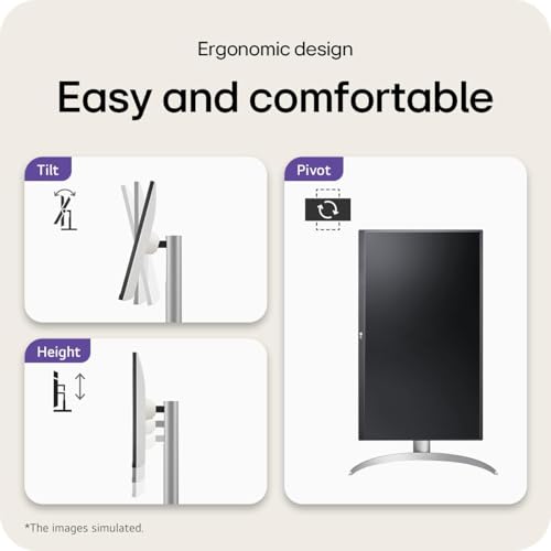Image of LG 27 Inch 4K(3840 x 2160) IPS Computer Monitor | HDR 400, 95% DCI-P3 Color | Built-in Speaker | 60Hz, 5ms | AMD FreeSync | USB-C, HDMI*2, DisplayPort | Tilt /Height /Pivot Adjustable Stand | White