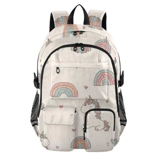 Mochila de viaje para laptop escolar juvenil con unicornios arcoíris para universidad y trabajo
