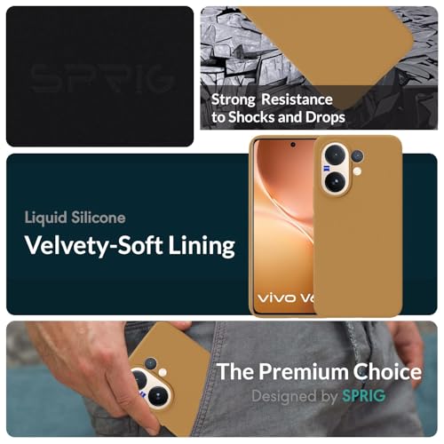 Image of SPRIG Compatible with Vivo V60 Premium SilkTone Back Cover Drop Tested Shock Proof Mobile Case for Men, Women, Boys and Girls with Camera Protection (Golden Brown)
