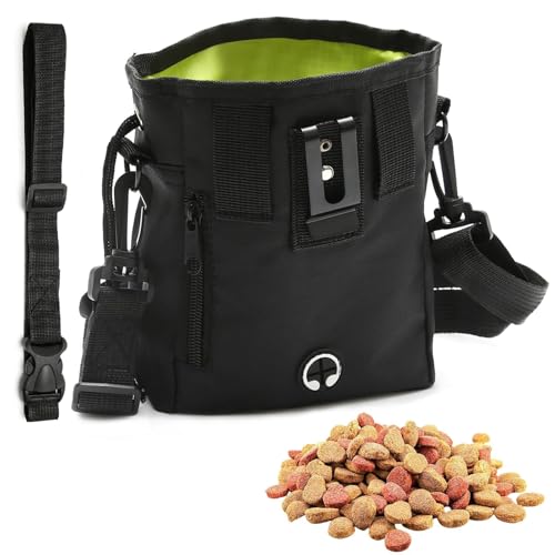 agogue Leckerlitasche für Hunde, Schwarz Leckerlibeutel für Hunde, Vielseitig Tragbar Futterbeutel Hundetraining, Verwendet Spaziergänge Training Fütterung Reisen und Wandern