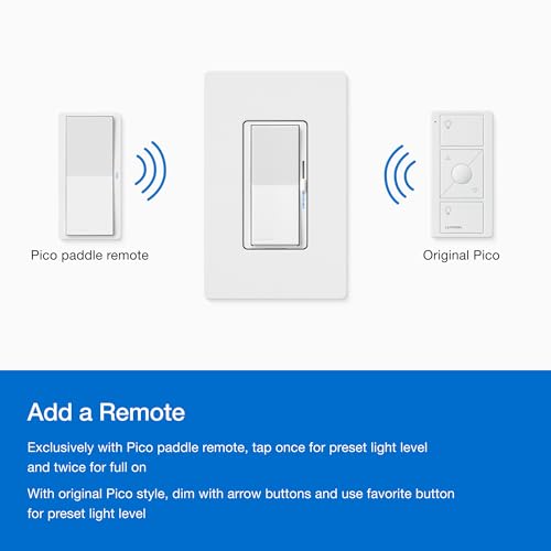 Lutron Diva Smart Dimmer Light Switch for Caseta Lighting (Lutron Smart Hub Required), for LED Lights, 150W, Single-Pole/3-Way, No Neutral, White, 9 Pack by Lutron - Image 8