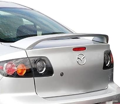 Trunk Spoiler Compatible with 2003-2009 Mazda Mazda 3 Sedan Factory Style 2-Post Pedestal Painted Color A4A True Red