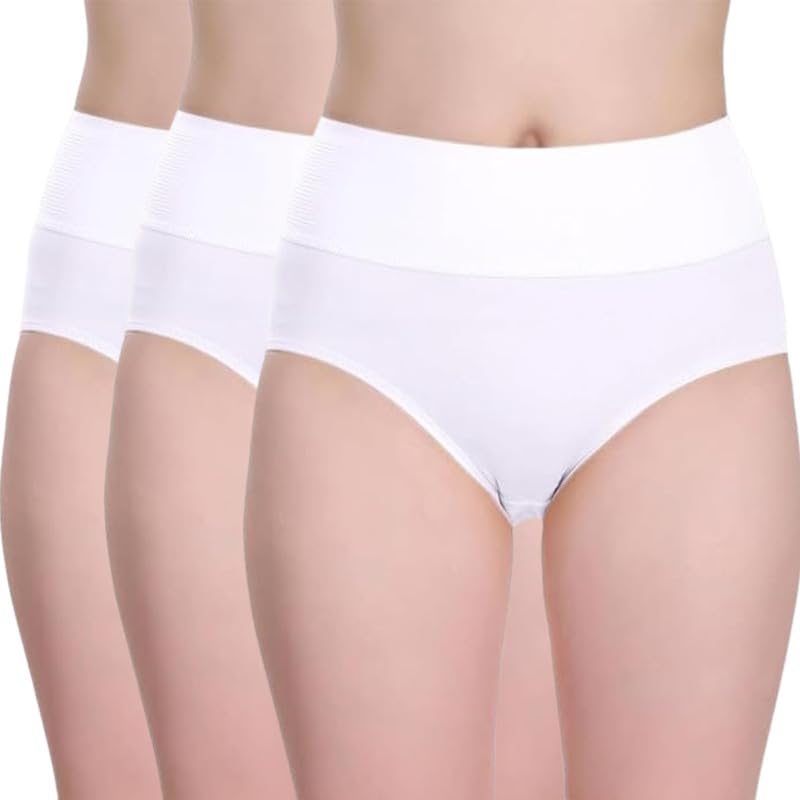 Women Cotton Thick Elastic Everyday Wearing Panties for Women Combo Pack of 3, Color-White-image-21