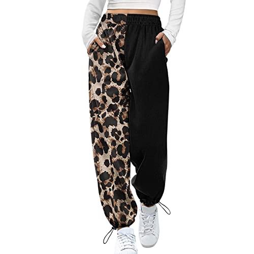 Calça de ioga feminina atlética com bolsos, estampada, ajuste na cintura, calça jogger, calça alta,