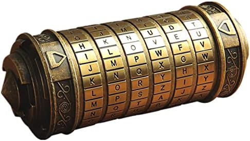 WindamazingStory Cryptex Puzzle Boxes Da Vinci Code Mini Cryptex Lock with Hidden Compartments Anniversary Valentine's Day Puzzle Birthday Gifts for Her Girlfriend Mystery Box for Men, Brass, Large