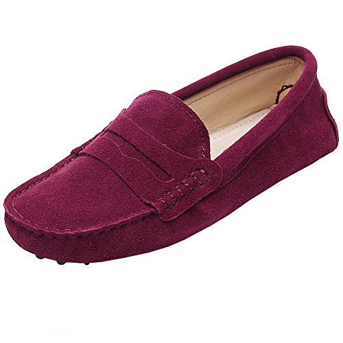 ANUFER Women's Classic Suede Penny Loafers Comfort Handmade Slipper Moccasins